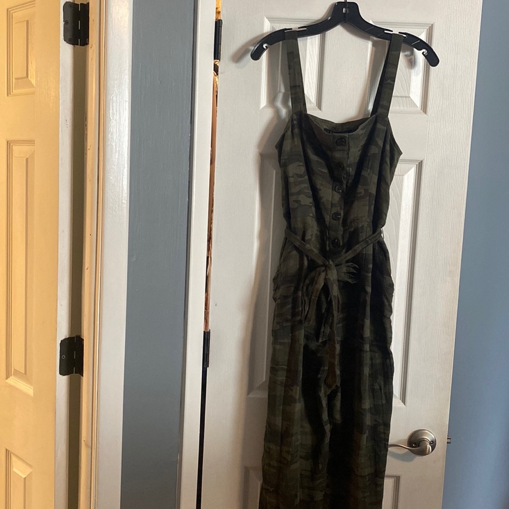 Camo button up jumpsuit nwt